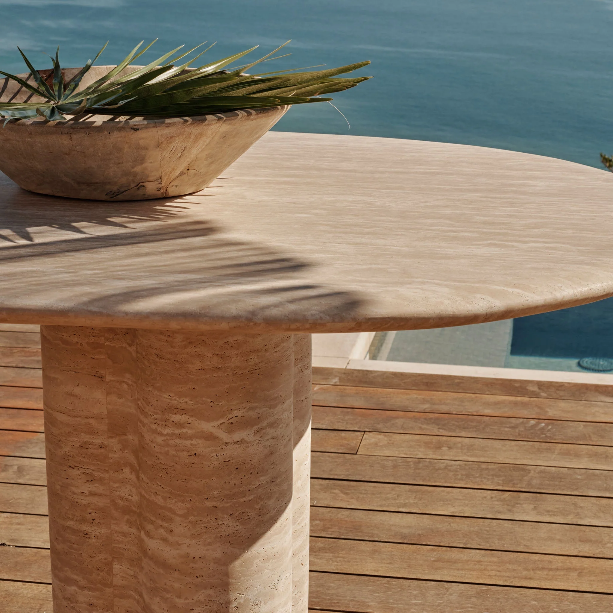 Porto Travertine Pill Dining Table 108" - Image 6