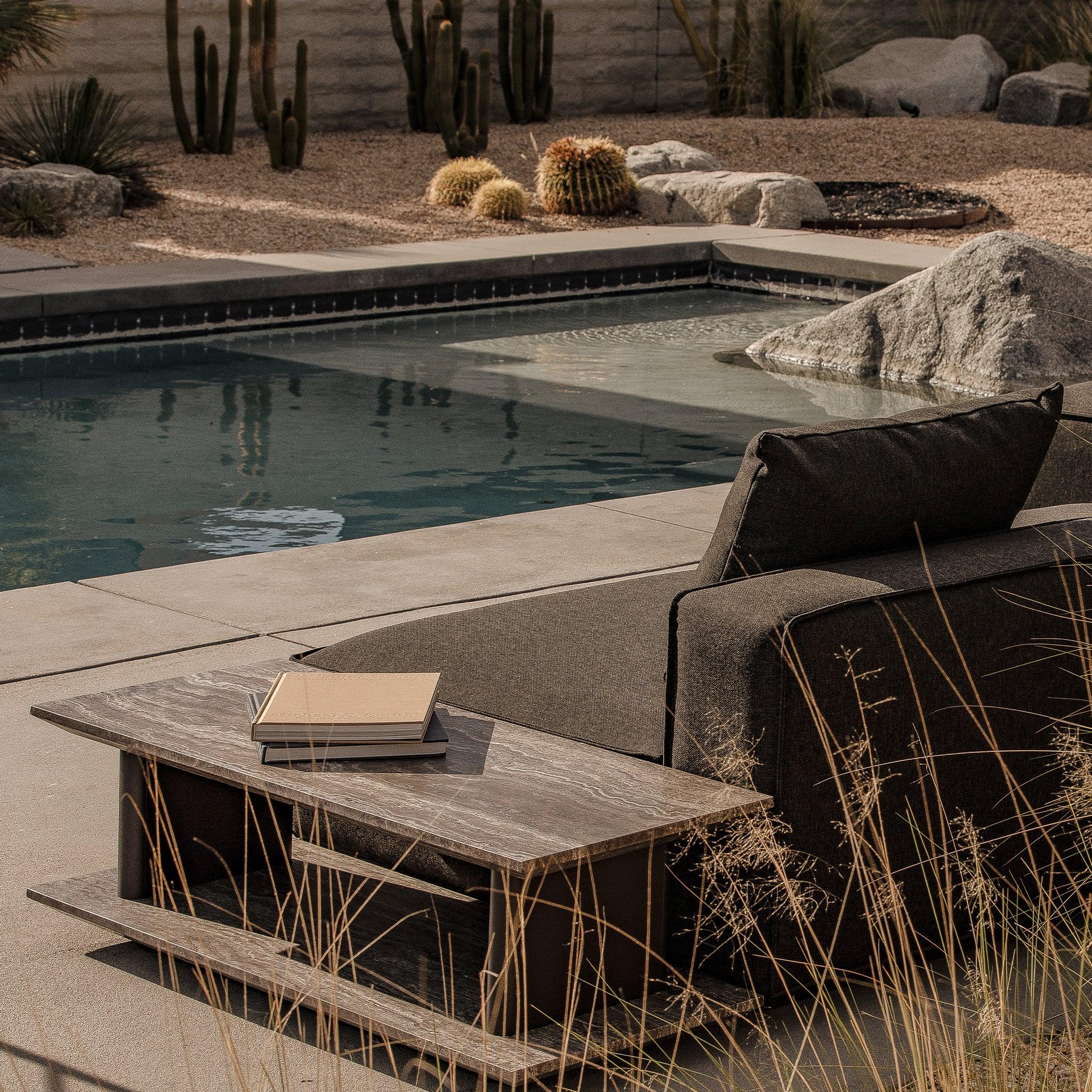 Santorini Outdoor Stone Rectangle Side Table - Image 6