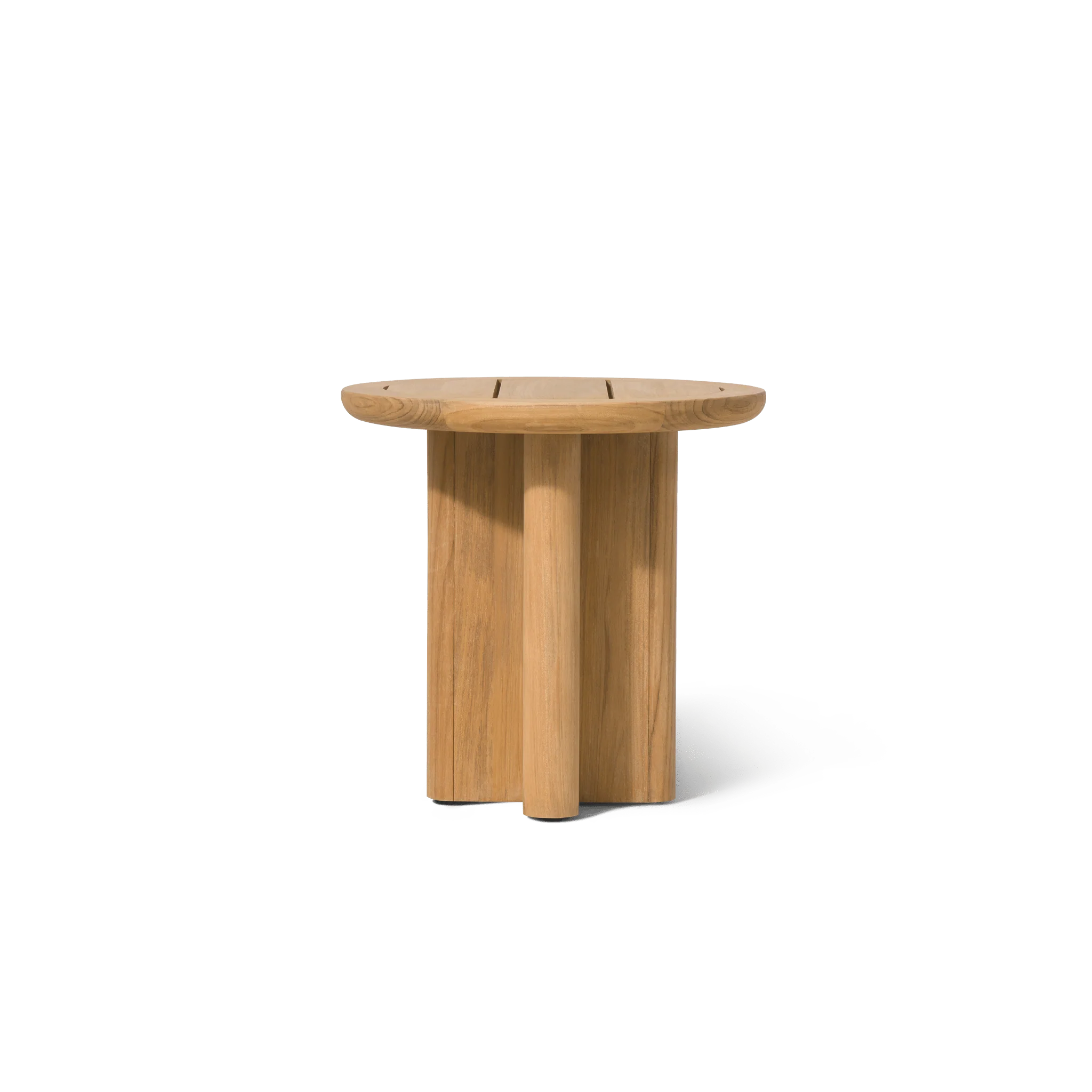 Victoria Teak Round Slatted Side Table - Image 3